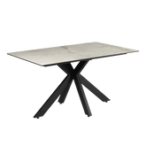 Tomford 1.4M Light Grey High Gloss Marble Effect Sintered Stone Dining Table - Pendle Village Furniture